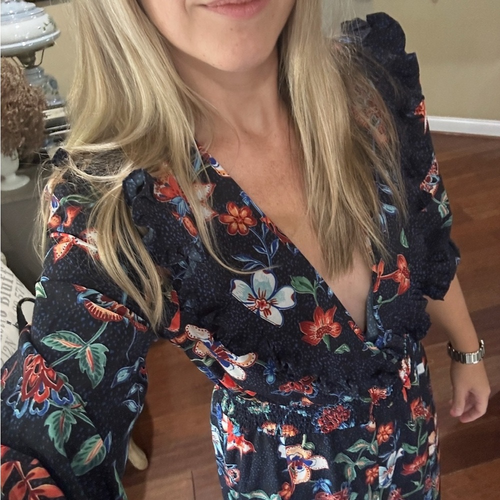 HUNTER BELL Florence Dress in Black Multicolor Floral Maxi Dress